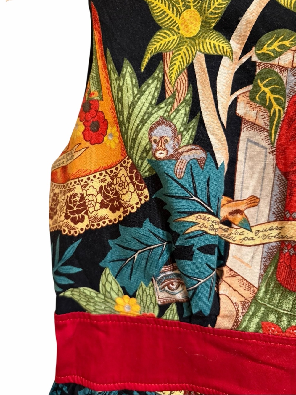 Hemet Frida Kahlo Mexican Folk Art Cotton Fit Flare Dress S Made USA - Picture 6 of 9